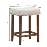 Juego de 2 taburetes de bar tipo silla de montar con cabezas de clavos, 61 cm de alto