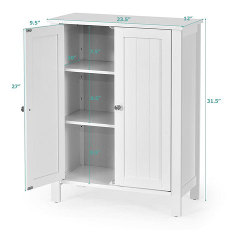 Organizador de almacenamiento de pie para baño de 2 puertas con ahorro de espacio