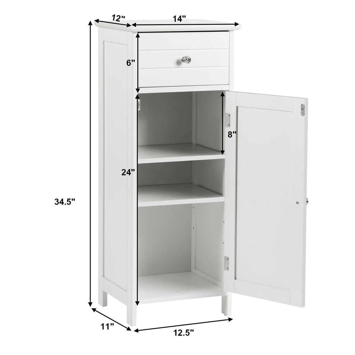 Mueble de almacenamiento de madera para baño con cajón y estante