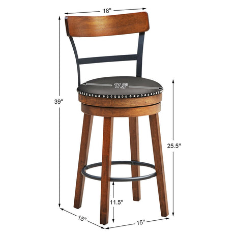 Taburetes giratorios 360 grados de 30.5 pulgadas con asiento acolchado de cuero