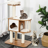 Árbol de actividades para gatos de madera de 46 pulgadas con plataforma y cojines
