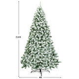 Árbol de Navidad artificial nevado de 7.5 pies, con bisagras, 1346 puntas y base plegable