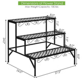 Soporte metálico decorativo de 3 niveles para plantas