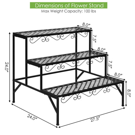 Soporte metálico decorativo de 3 niveles para plantas