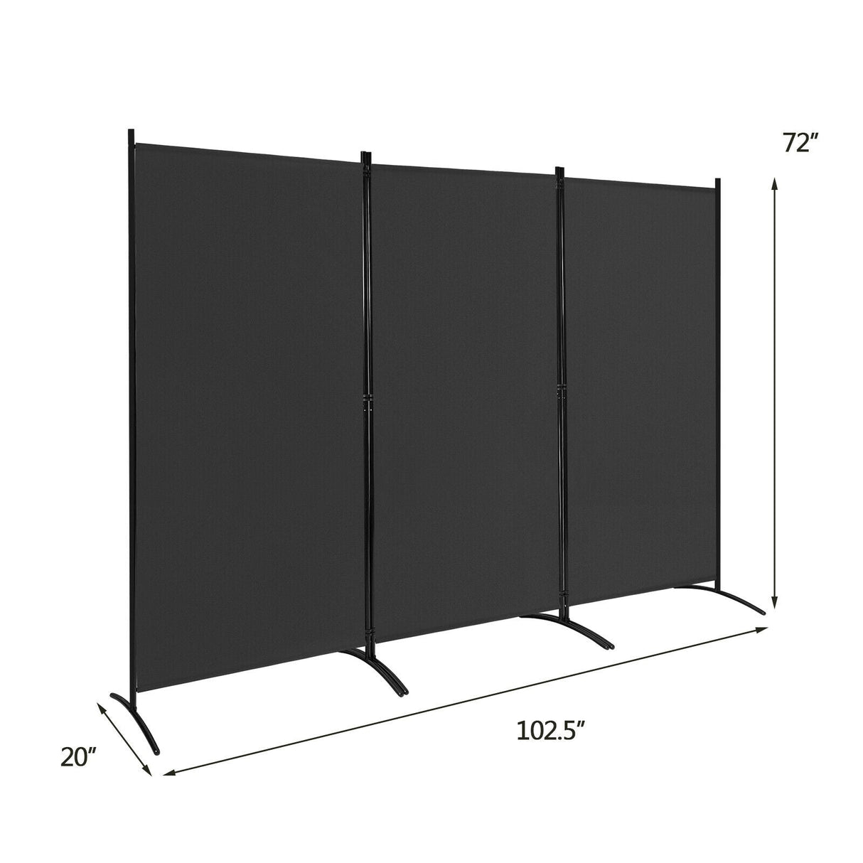 Divisor de ambientes de 6 pies y 3 paneles con bisagras duraderas y base de acero