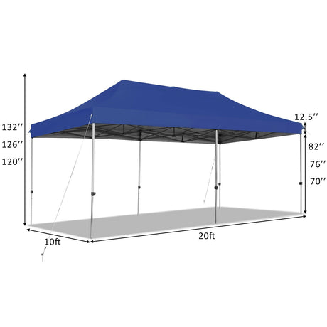 Toldo plegable ajustable de 10 x 20 pies de alta resistencia con bolsa de transporte