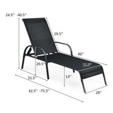 2 sillas de salón reclinables para patio exterior con tela y reposabrazos ajustables - Marrón