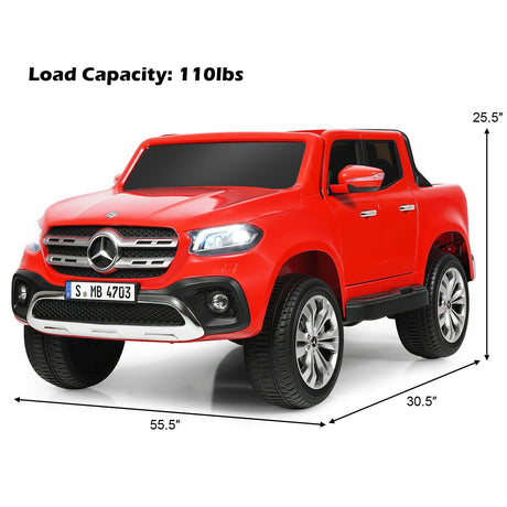 Coche Eléctrico de 12 V para Niños de 2 Plazas, con Licencia Mercedes Benz Clase X, con Mando a Distancia y Maletero - Rojo