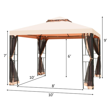 Dosel de metal de 10 x 10 pies y 2 niveles ventilado con mosquitero