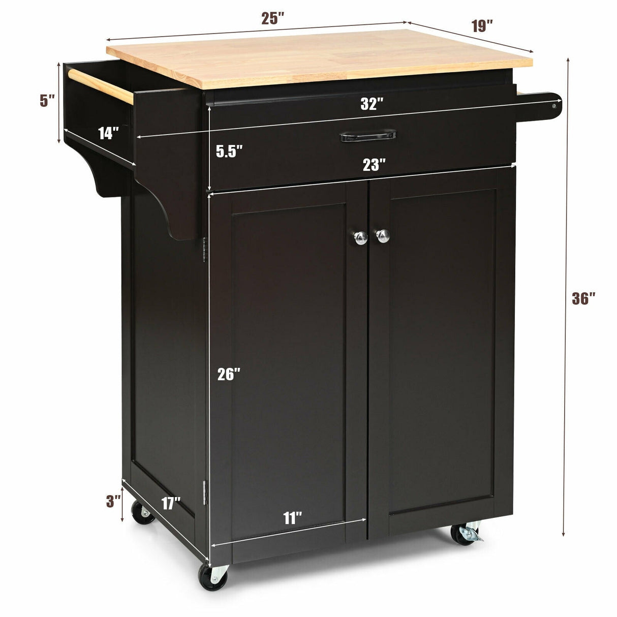 Carrito de Cocina con Ruedas y Almacenamiento, con Estante para Especias