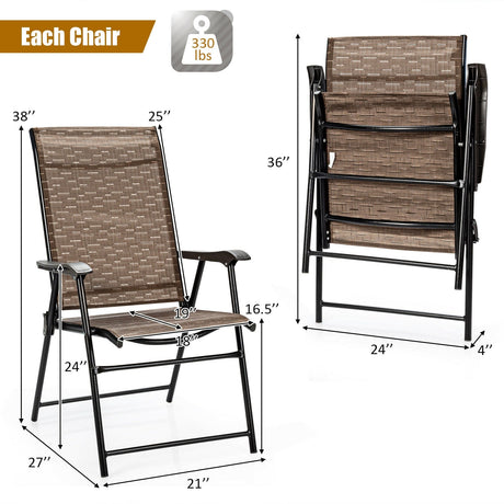 2 sillas plegables con reposabrazos para patio exterior, para camping y jardín
