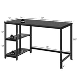 Escritorio de ordenador de 47 pulgadas, mesa de estudio, estación de trabajo para el hogar con estante ajustable, negro