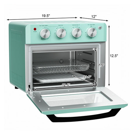 Horno Tostador de Convección y Freidora de Aire de 19 Qt con 5 Accesorios - Verde