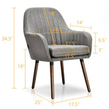 Set of 2 Fabric Upholstered Accent Chairs with Wooden Legs