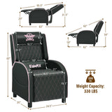 Sillón reclinable de masaje para juegos con reposacabezas y respaldo ajustable para cine en casa