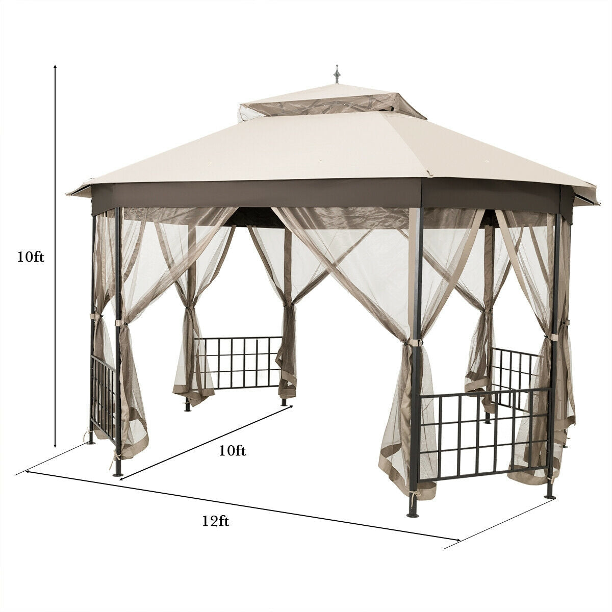Gazebo de patio octogonal de 10x 12 pies