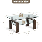 Mesa de centro rectangular de cristal con patas metálicas para salón