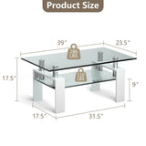 Mesa de centro rectangular de cristal con patas metálicas para salón