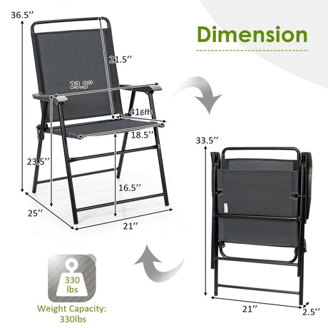4 sillas plegables portátiles para exterior con reposabrazos