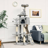 Árbol para gatos de 66 pulgadas, condominio, centro de actividades multinivel para gatitos - Gris