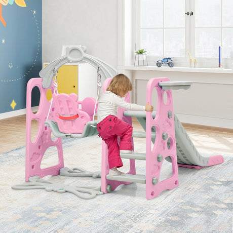 Juego de tobogán 3 en 1 para niños pequeños con trepador y columpio