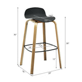 Juego de 2 taburetes de bar modernos con respaldo bajo y patas de metal