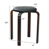 Set of 4 Bentwood Round Stool Stackable Dining Chairs with Padded Seat
