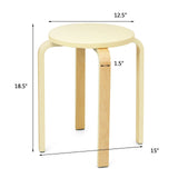 Set of 4 Bentwood Round Stool Stackable Dining Chairs with Padded Seat