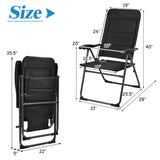 Juego de 4 sillas plegables para patio con respaldo ajustable - Negro