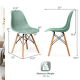 Juego de 4 sillas de plástico modernas con diseño calado y patas de madera