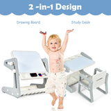 Set de mesa y silla para niños 2 en 1 con caballete y tablero de pintura artística ajustable