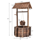 Cubo/Maceta decorativa de madera para jardín con pozo de los deseos