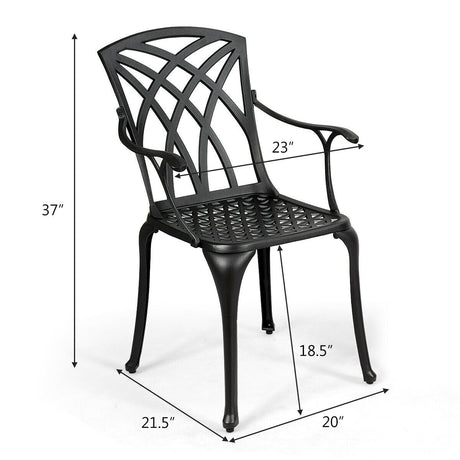 Juego de 2 sillas de comedor de aluminio duradero con reposabrazos