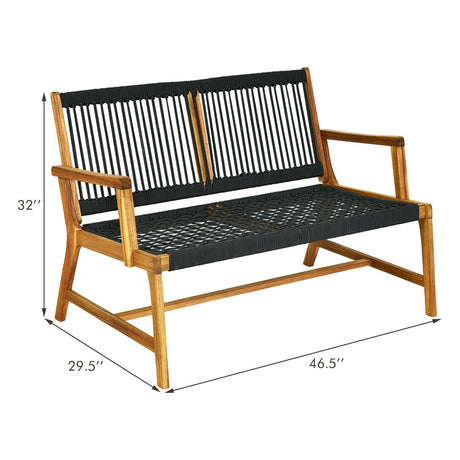 Banco de jardín de madera de acacia para 2 personas para balcón y patio