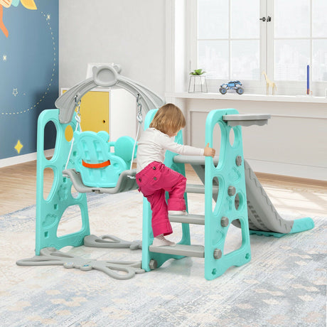Juego de tobogán 3 en 1 para niños pequeños con trepador y columpio