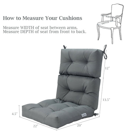 Cojín de asiento para silla de patio exterior, con mechones, de 22 x 44 pulgadas