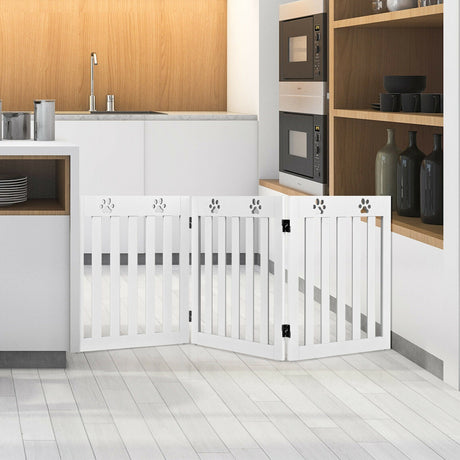Puerta plegable de madera independiente para perros de 24 pulgadas con bisagra flexible de 360° para mascotas
