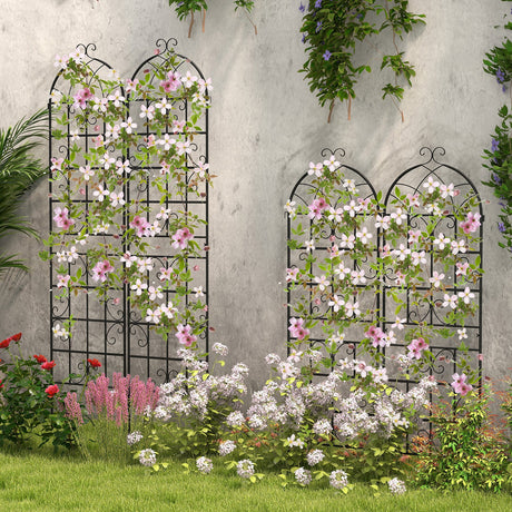 Paquete de 2/4 unidades de celosías metálicas para jardín de 71 x 20 pulgadas para plantas trepadoras