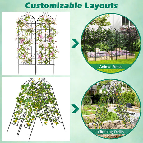 Paquete de 2/4 unidades de celosías metálicas para jardín de 71 x 20 pulgadas para plantas trepadoras