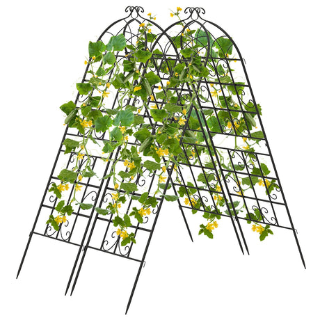 Paquete de 2/4 unidades de celosías metálicas para jardín de 71 x 20 pulgadas para plantas trepadoras