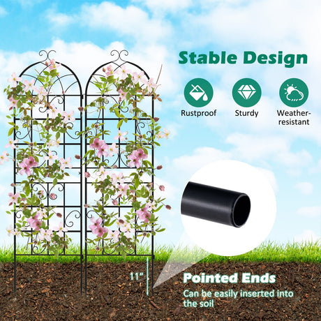 Paquete de 2/4 unidades de celosías metálicas para jardín de 71 x 20 pulgadas para plantas trepadoras
