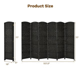 6.5Ft 6-Panel Weave Folding Fiber Room Divider Screen