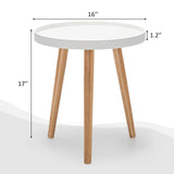 Mid Century Modern Round Side Sofa Coffee Table with Wooden Tray