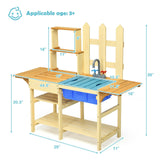 Juego de cocina de juguete de madera para niños al aire libre