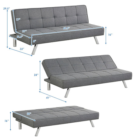 Sofá cama convertible de 3 plazas con esponja de alta densidad para sala de estar