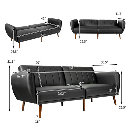 Sofá cama convertible de 3 plazas con respaldo ajustable para sala de estar