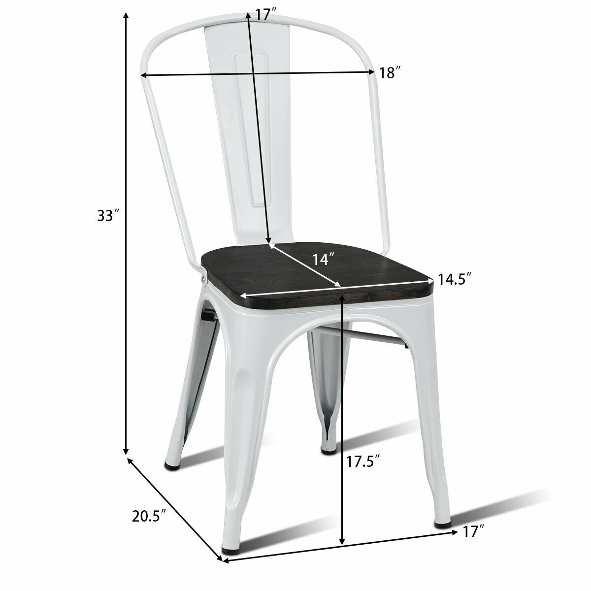 4 sillas de comedor metálicas apilables estilo Tolix con asiento de madera