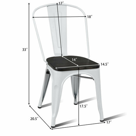 4 sillas de comedor metálicas apilables estilo Tolix con asiento de madera
