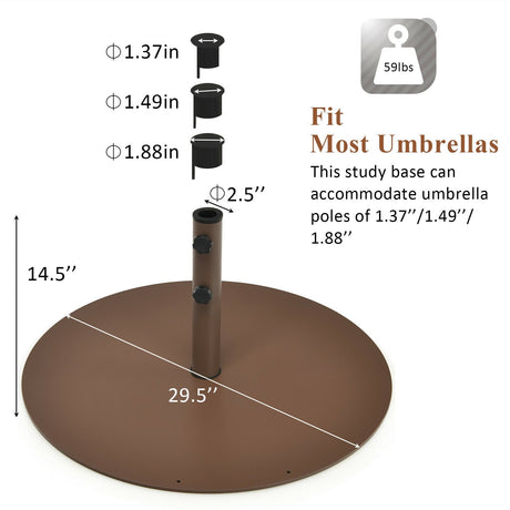 Base de sombrilla de acero para exteriores de 29.5 pulgadas para patio trasero y piscina