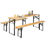 Juego de Banco y Mesa de Picnic Plegable de Madera de 3 Piezas